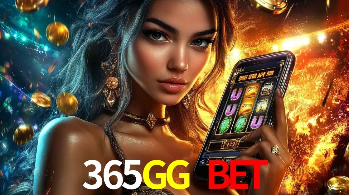 Mulher elegante mostrando um jogo de caça-níqueis em seu smartphone, destacando a experiência de cassino móvel oferecida pelo aplicativo 365GG BET.